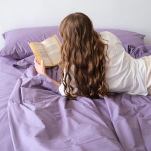 Drap plat lavande, Drap en coton fait main, Drap plat 1 place, Drap de couverture, Double, Grand lit double, Très grand lit king-size, Drap de dessus, Literie douillette pour cadeau de pendaison de crémaillère