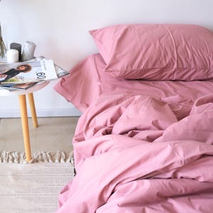 Cotton Sheet Set with Pillow Cases, Pink Bedding Set, Blush Pink Bedding, Bed Sheets, Fitted Sheet & Flat Sheet Set, Sheet Set Single, Twin