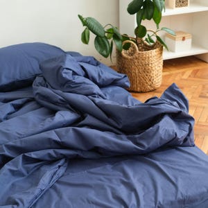 Drap-housse en coton, Drap-housse personnalisé avec poche très profonde, Drap de fond bleu, Drap-housse pour lit simple, double, grand lit double, très grand lit, Literie bio