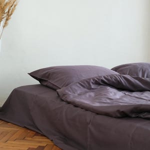 Fitted Sheet, Cotton Sateen Sheets, Dark Gray Sheet, Cotton Fitted Sheet, Dark Gray Bedding, Deep Pocket Sheets, Queen, King Bed Sheet