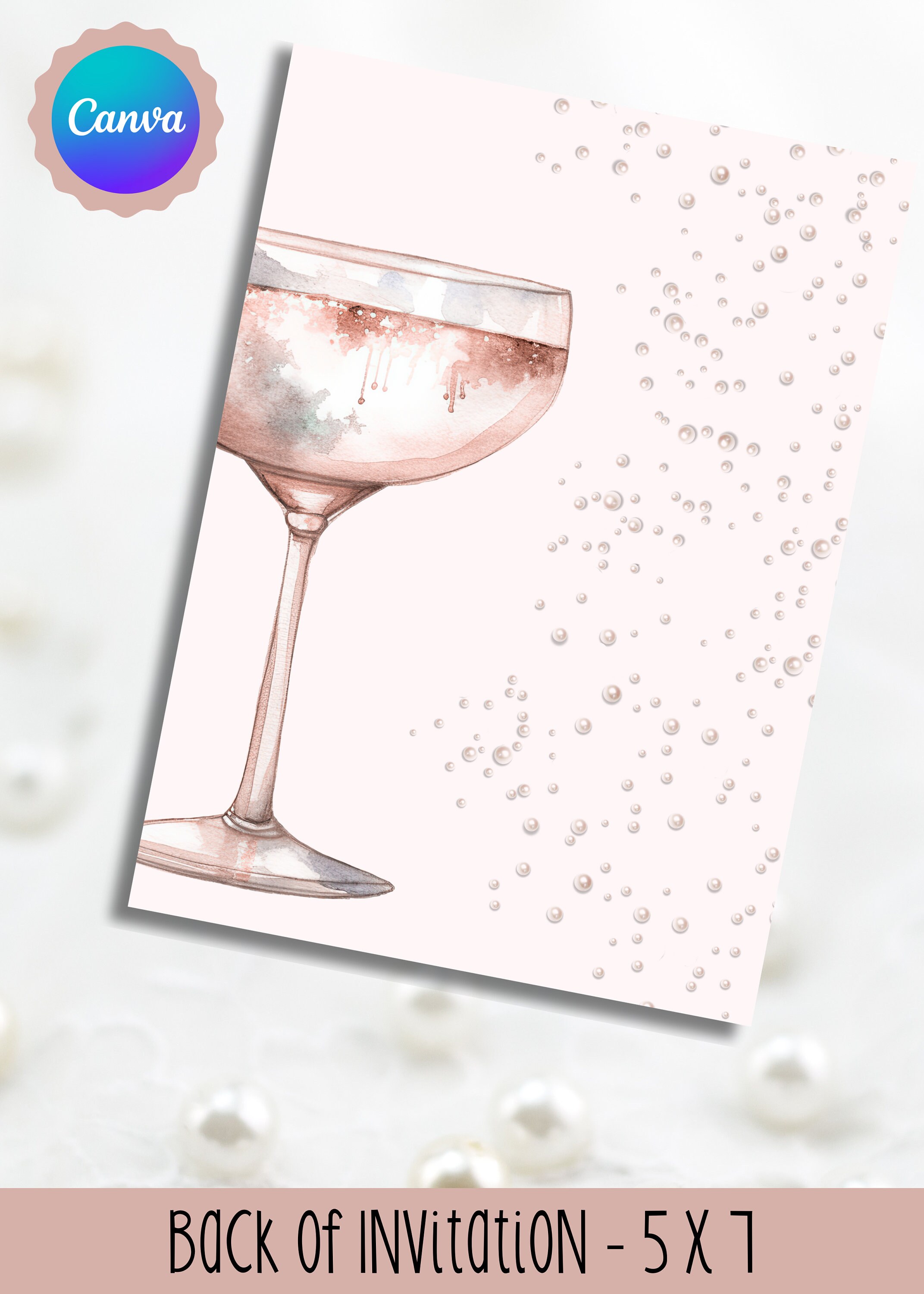 Pearl and Prosecco Theme Bridal Shower Invitation Bundle, Printable ...