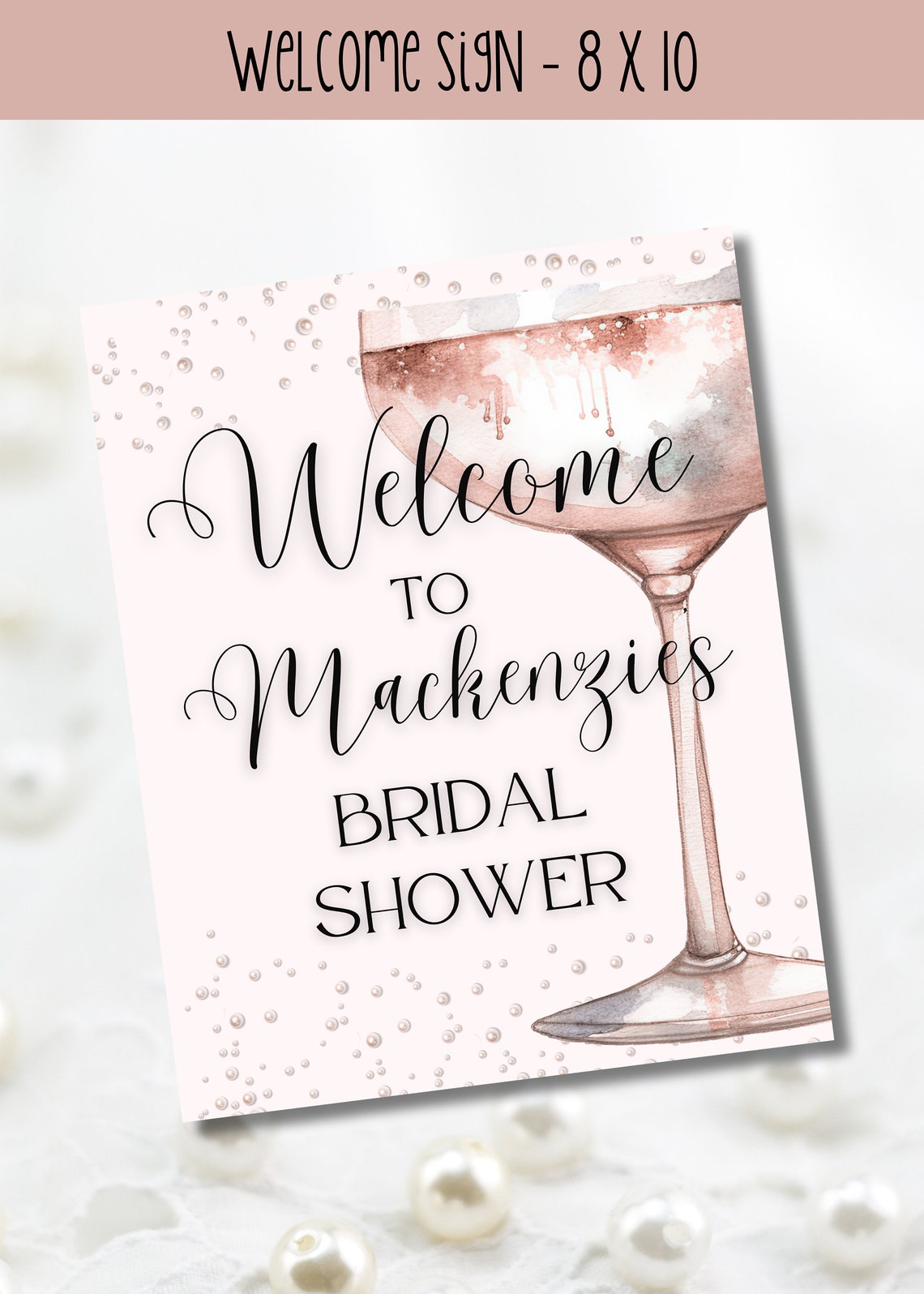 Pearl and Prosecco Theme Bridal Shower Invitation Bundle, Printable ...