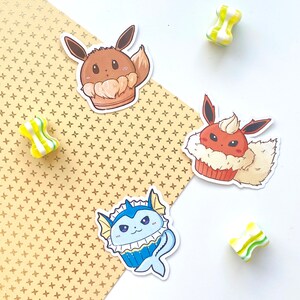Adesivi in vinile fanart cupcake Eeveelution / impermeabili
