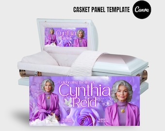 Lavender Memorial Casket Panel Insert Template – 31 x 14 (2 Designs) | DIY Canva Funeral Banner| Casket Panel Insert| Funeral Casket Panel