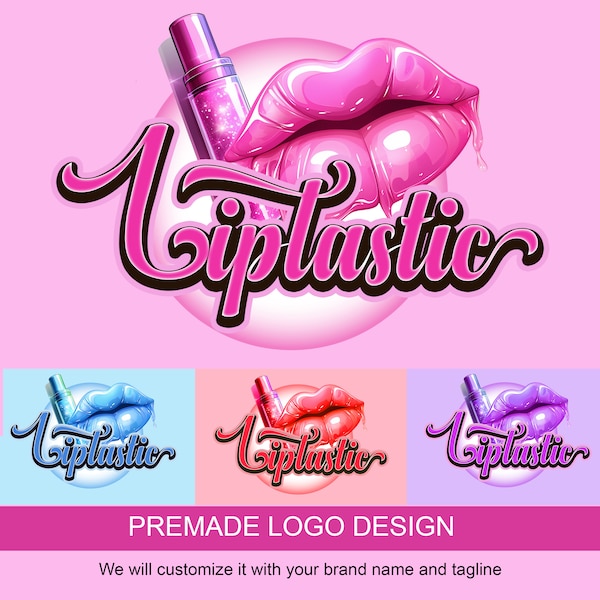 Pre-made Lip gloss logo, Lipstick Logo, Beauty Logo, Logo Design Template, custom logo, Make Up Artist Logo, Lip gloss logo, lip logo