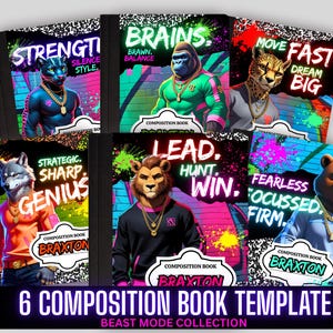6 Digital Composition Notebook Cover Template | Notebook Covers for Back to School| Composition Book Cover for boys| Back to School 2025