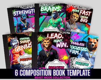 6 Digital Composition Notebook Cover Template| Notebook Covers for Back ...