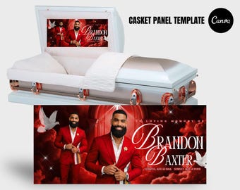 Red Elegant Memorial Casket Panel Insert Template – 31 x 14 | Canva Funeral Banner