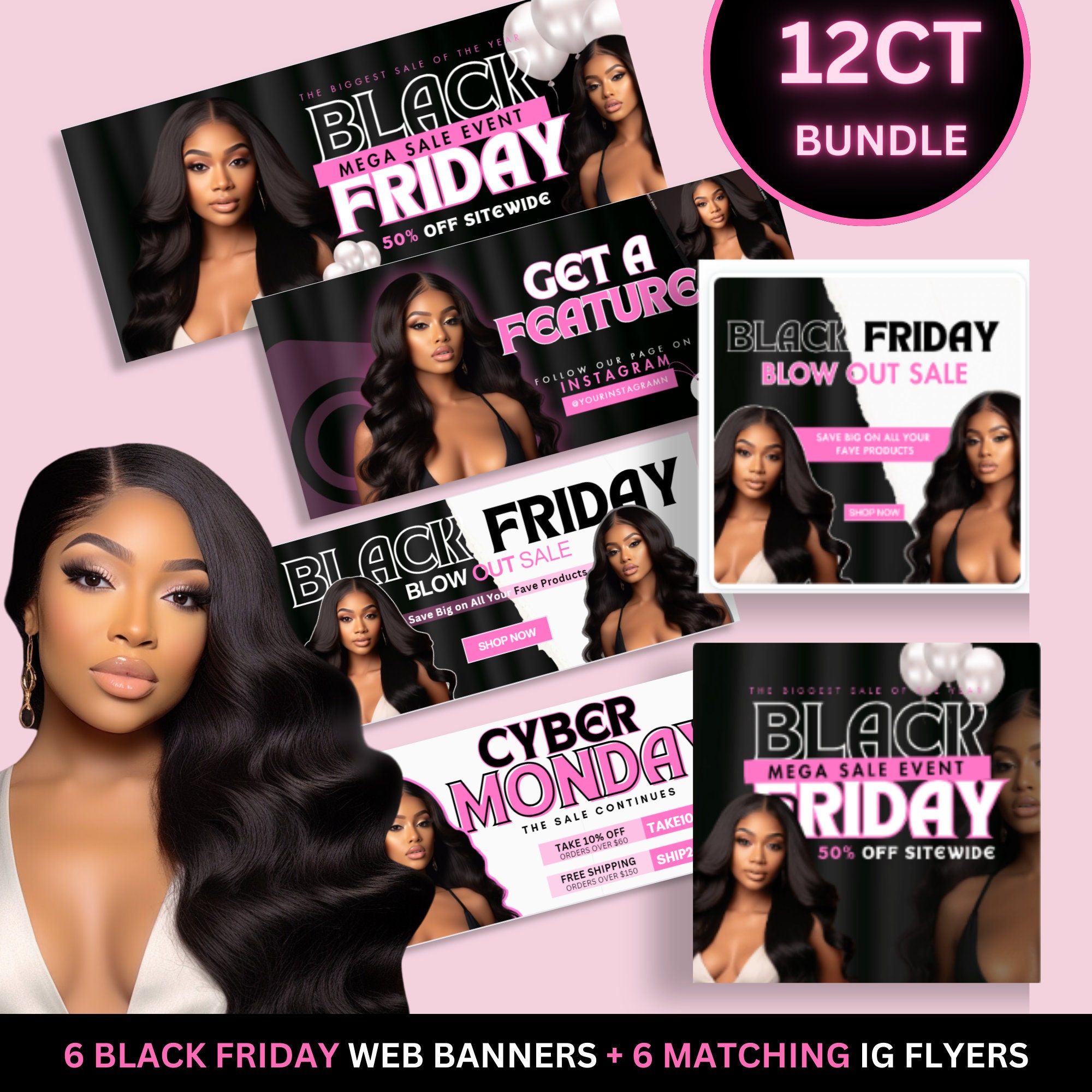 12 Bundle Black Friday Flyer, Pink Friday Flyer, Black Friday Sale