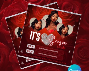 Valentines Deal Flyers, Valentines Makeup Flyer February Bookings Flyer,  Valentines Day Flyer, Book Now Flyer, Appointments Available Flyer