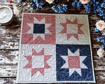 Custom Red, White and Blue Table Topper or Wall Art, Farmhouse Country Cottage Decor