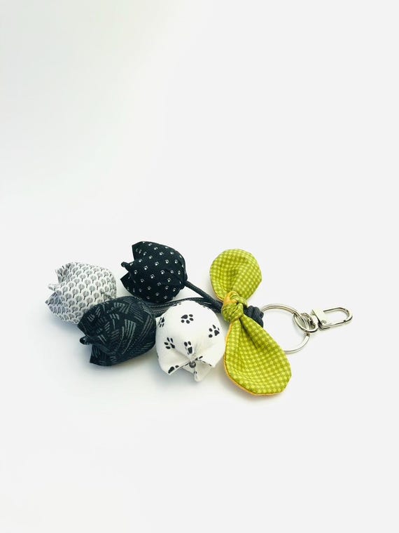 Handcrafted Cotton Tulip Bag Charm: Floral Purse Keychain