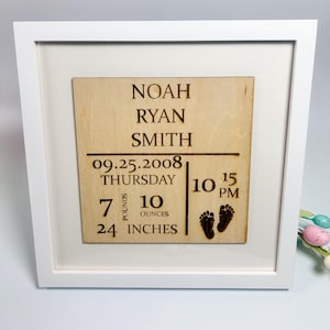 Personalized Baby Stats Keepsake Frame – Custom Newborn Birth Announcement Frame, Baby Shower Gift, Nursery Décor, New Baby Gift