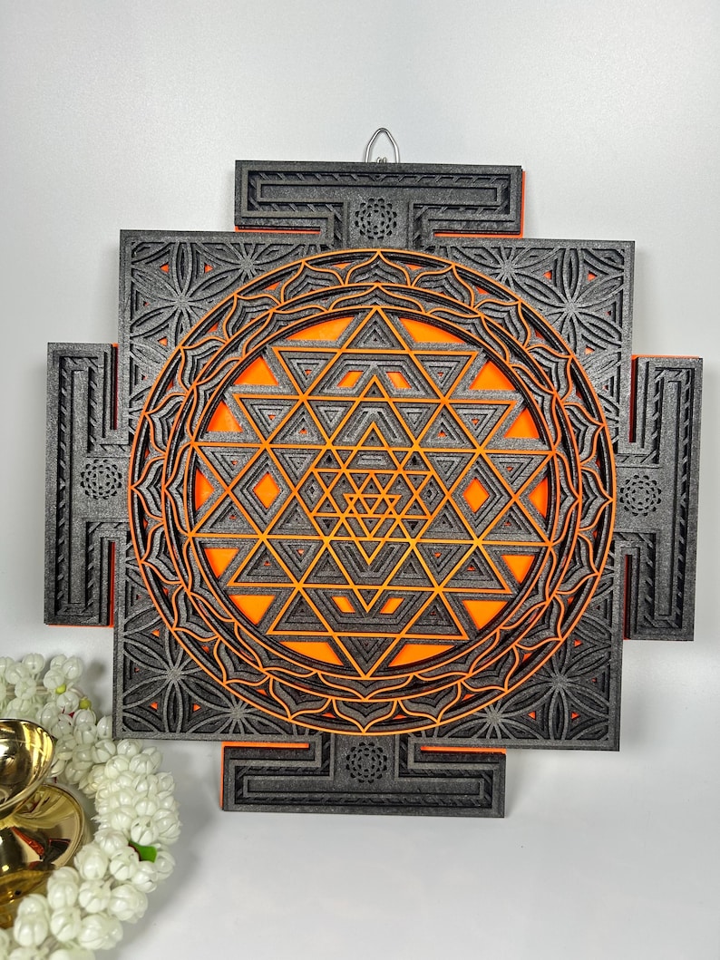 Layered Sri Yantra Mandala Wall Art – Sacred Geometry Decor | Laser Cut ...