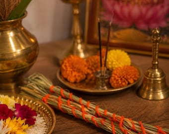 Natural Darbha Grass (Kusha) – 12” Puja, Havan, Yagna, Meditation Sticks – Sacred Vedic Bundle
