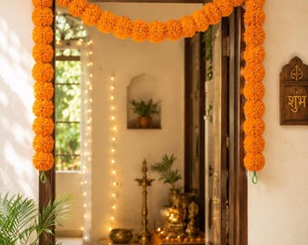 55" Marigold Garland, Traditional Indian Wedding Diwali Pooja Decor
