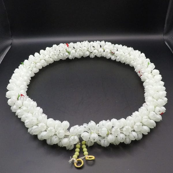 High Quality Artificial Mogra Jasmine Garland 28” | Home Temple Pooja Room Decor | Wedding, Bharatnatyam, Kathak, Indian Festival Decoration