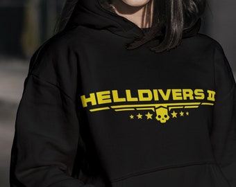 Helldivers Game Logo Printed Long Sleeve Man Hoodie, Shooter Game Apparel, Monster Killing Hooded, Hell Divers 2 Merch, Helldivers Game Hood