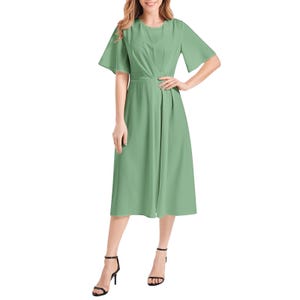 Mint Green Chiffon Midi Dress: Elegant Party Dress, Spring Fashion