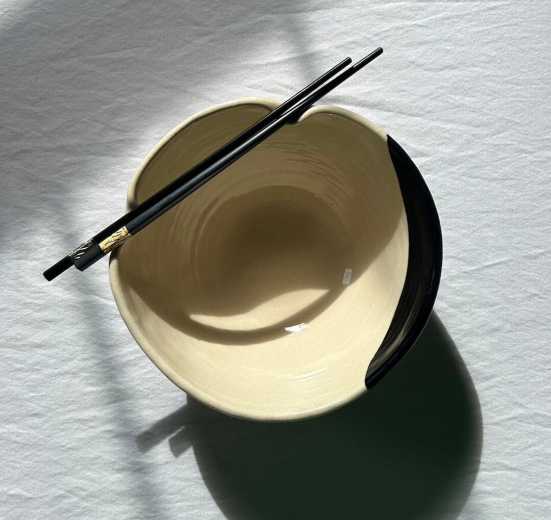 Handmade Ceramic Ramen Bowl With Chopstick Holder Etsy