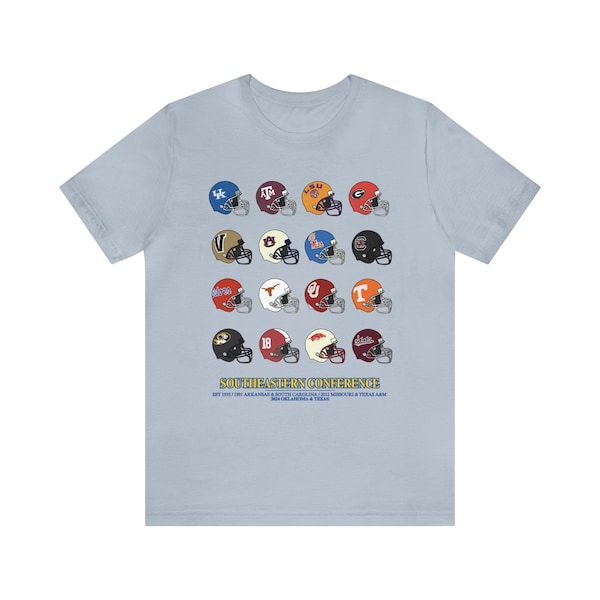 2024 Southeastern Conference SEC Hand-Drawn Helmet Unisex Jersey Short Sleeve Tee with Oklahoma and Texas / Athletic Streetwear /Unique Gift