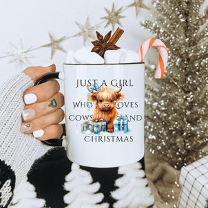 Highland Cow Christmas Mug for Her, Cow Lovers Christmas Gift, Coffee Mug gift for Her, Farmgirl Christmas Gift
