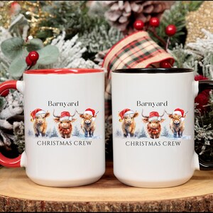 Cute Highland Cow Christmas Mug, Christmas Crew Cow Mug, Fun Higland Cow Coffee Mug, Christmas Coffee Mug, Farm Themed Christmas Coffee Mug