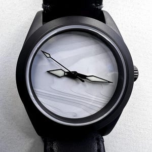 Orologio Fordite nero e bianco con cinturino in pelle (nh38)