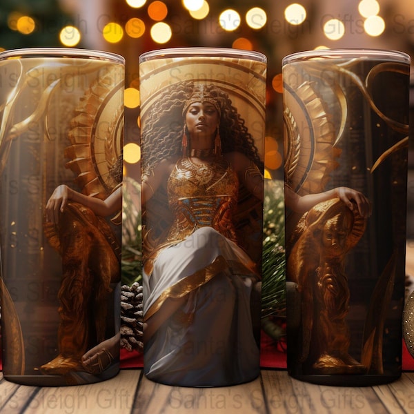 Queen Nefertiti 20 oz Skinny Tumbler Sublimation Design, Straight & Tapered Tumbler Wrap, Tumbler PNG, Instant Download