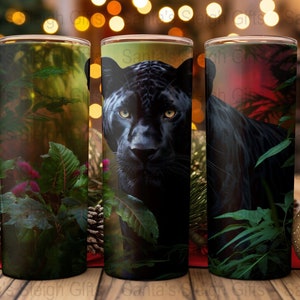 Black Panther Jungle 20 oz Skinny Tumbler Sublimation Design, Straight & Tapered Tumbler Wrap, Tumbler PNG, Instant Download