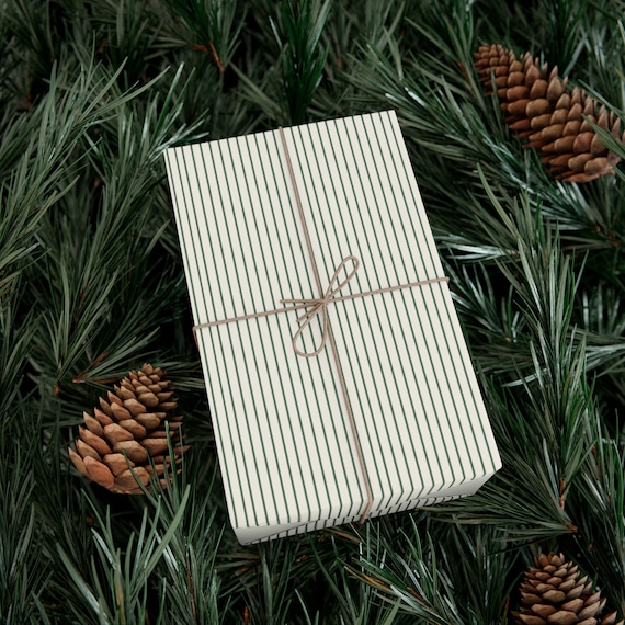 Wrapping Paper: Sage Pinstripe gift Wrap, Birthday, Holiday