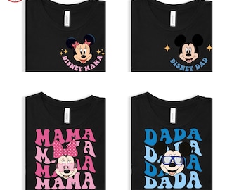 Retro, Disney Mama and Dada tee, Disney, Family Shirt, Mama And Dada Matching T-Shirt, Mama Mouse Shirt, Disneyland Group Vacation T-shirt