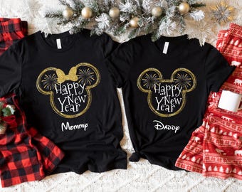 Happy New Year Disney Family Shirt, Cute Disney Couple 2026 Shirt, Disneyland Shirt, Christmas And New Year Vacation Tee, 2026 Holiday Tee