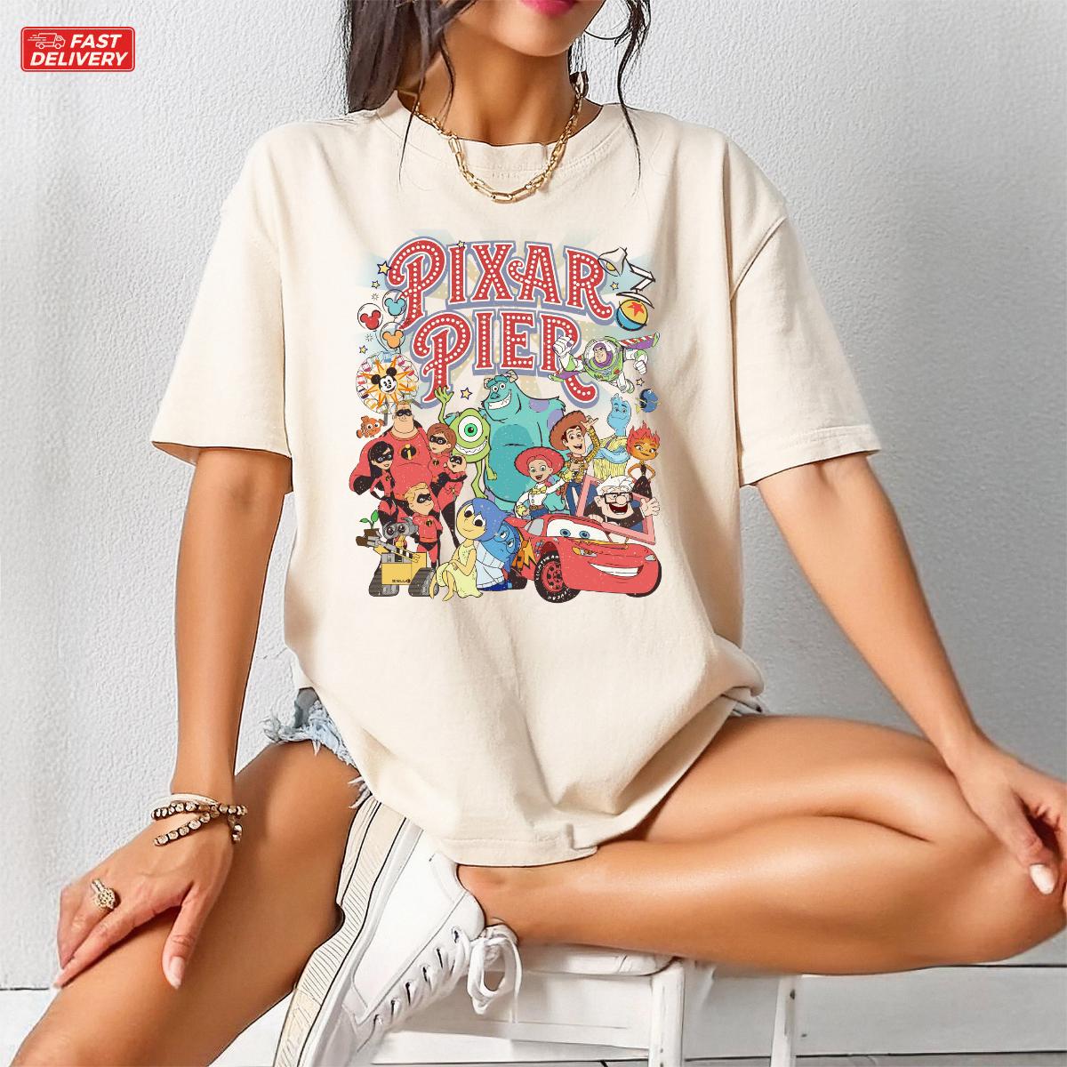 Vintage Pixar Pier Disneyland Shirt, Disney Festival Trip 2025 Shirt, California adventure Shirt, Meet me at Pixar Pier, Disney Characters