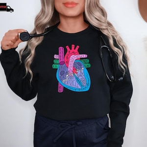 Retro Heart Anatomy Sweatshirt: Cardiac Nursing Medical Student Gift