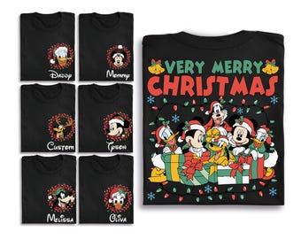 Custom Disney Very Merry Christmas Shirt, Custom Disney Christmas All Characters Shirt, Disney Family Christmas Shirt, Christmas Group Shirt