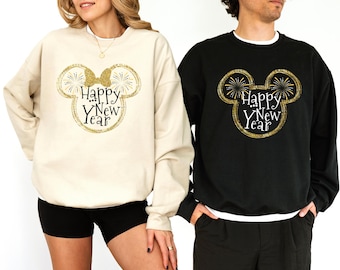 Disney Happy New Year 2026 Sweatshirt, Disney Happy New Year 2027, Disney Family Sweater, Minnie Christmas Sweat, Disneyland Christmas Tee