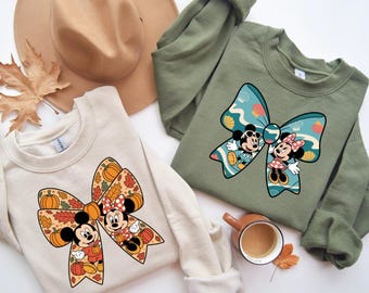 Disney Mickey And Minnie Thanksgiving Pumpkin Bow Sweatshirt, Disney Fall Sweatshirt, Disney Pumpkin Sweatshirt, Pumpkin Season Sweatshirt