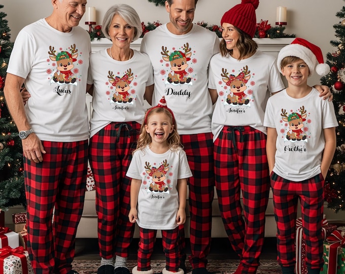 Reindeer Family Christmas Shirt,Personalized Christmas Family Shirt,Custom Family Name Tee,Funny Christmas Tee,Gift For Christmas,Xmas Gift