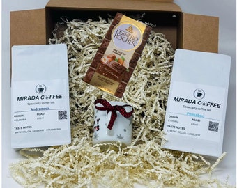 Deluxe Coffee Lover's Gift Set with Gourmet Chocolate & Elegant Mug | Add Special note for Her or Him , Birthdays, and Holidays Gifts  |