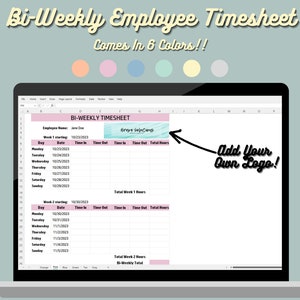 Hoja de horas de empleado bisemanal / Plantilla de hoja de horas editable / Registro de tiempo personal / Excel y Google Sheets / Rastreador de tiempo bisemanal / Imprimible