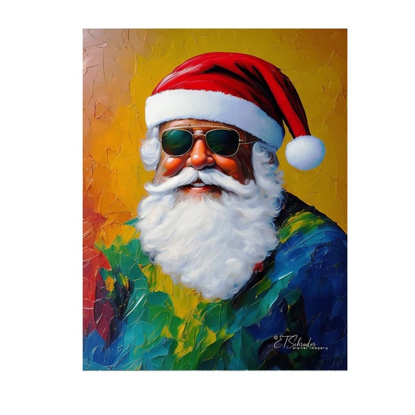 Merry Christmas Santa Dude  | 4.25"x5.5" | Hawaii Santa | colorful quality designer contemporary | blank card set | eco-earth friendly