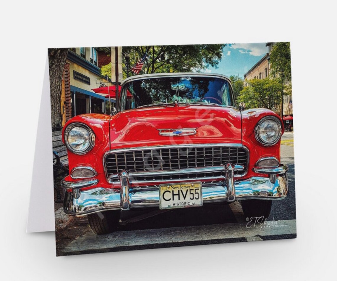 1955 Chevy Belair Card Set | Classic Red With Mega Chrome, Vintage ...