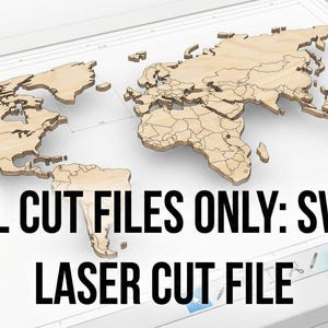 3D Wooden World Map Laser Cut File | Large Wall Art (SVG DXF)