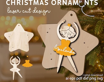 Christmas Ballerina Ornament SVG for Laser Cutting (Digital Download)