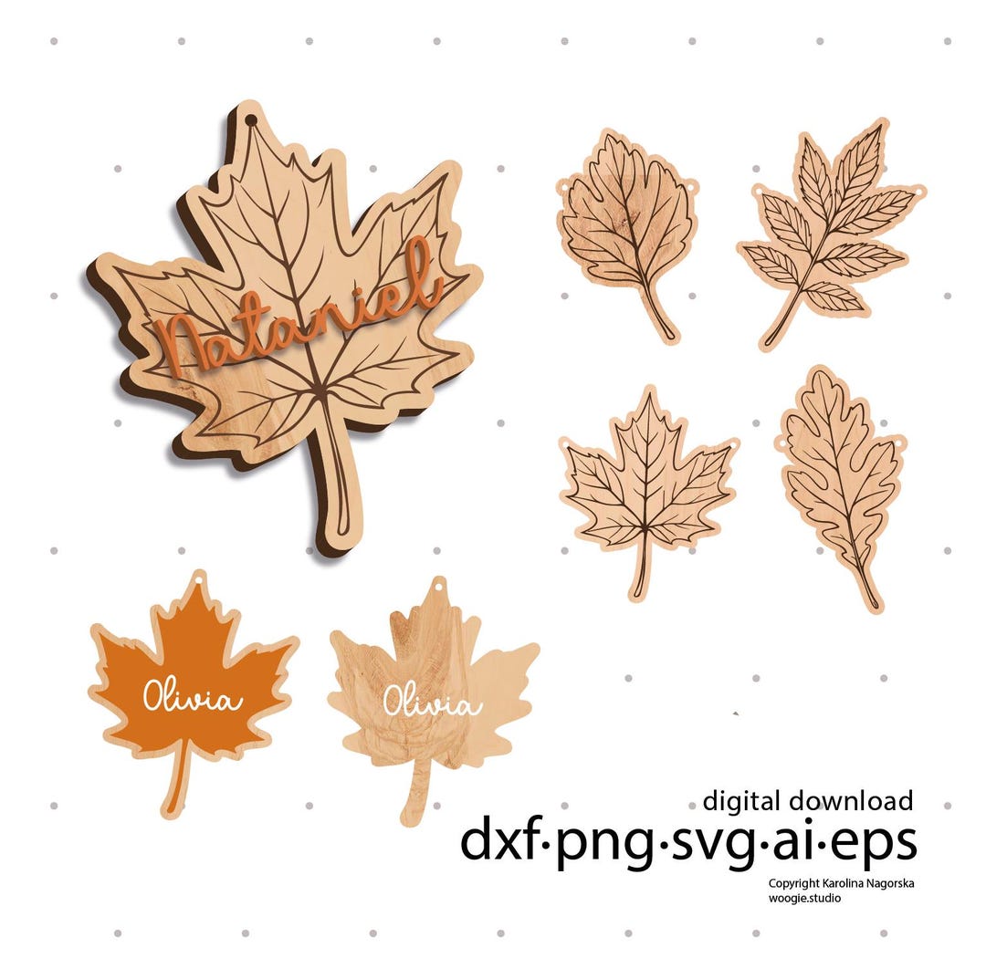 Leaf Name Tag and Fall Garland Digital Files for Laser Cutting - Etsy