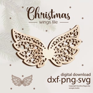 kerst engel macrame vleugels svg-bestanden voor snijmachine, laser opengewerkte snijmachine ontwerp dxf-bestanden