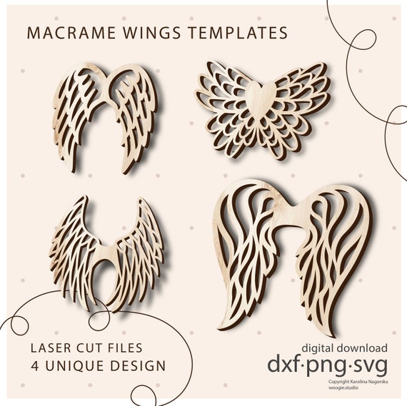 macrame wings SVG, PNG, DXF file, angel wings files