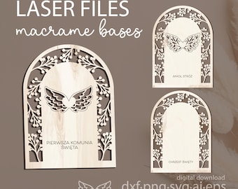Memorial Keepsakes Wings Frame - Laser Engraving & Cutting Digital Files, Frame for Macrame, Baptism