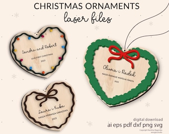 Personalized Christmas Ornament SVG Laser Cut Files (Digital Download)